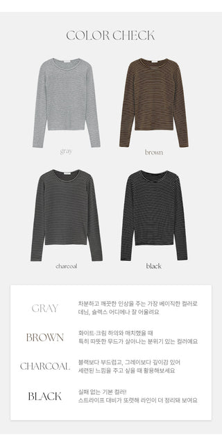 Pegron Striped Round Long Sleeve T shirt