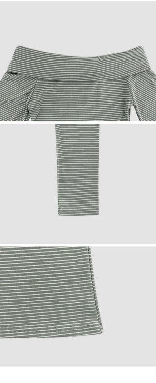 Blizz Striped Twist Off Shoulder T Shirt
