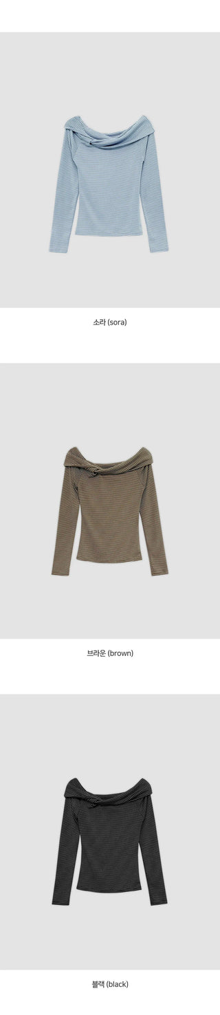 Blizz Striped Twist Off Shoulder T Shirt