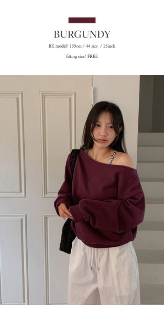 Ovet Loose Fit One Shoulder Sweatshirt