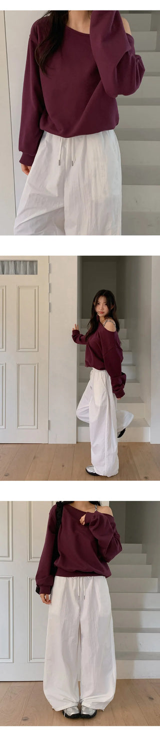 Ovet Loose Fit One Shoulder Sweatshirt