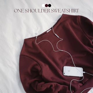 Ovet Loose Fit One Shoulder Sweatshirt