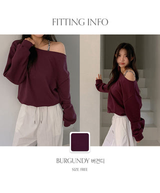 Ovet Loose Fit One Shoulder Sweatshirt