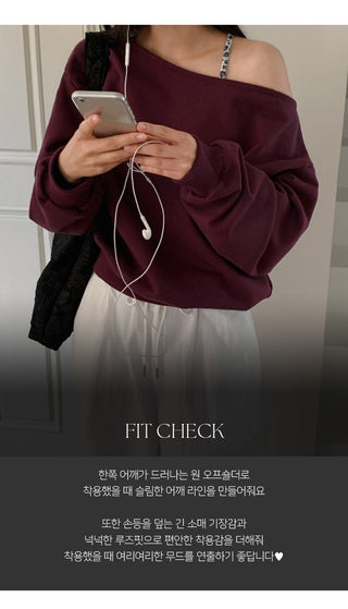 Ovet Loose Fit One Shoulder Sweatshirt