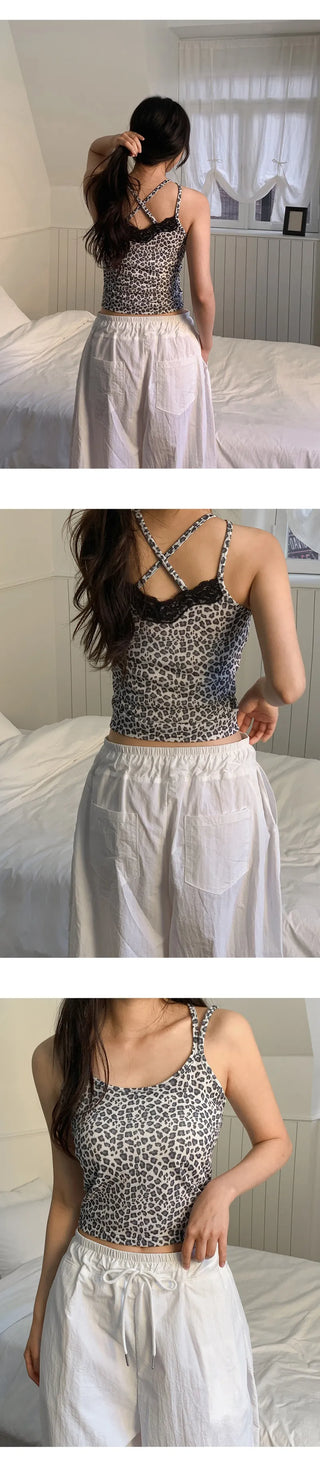 Maran Two way Leopard Lace Double Strap Sleeveless