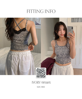 Maran Two way Leopard Lace Double Strap Sleeveless