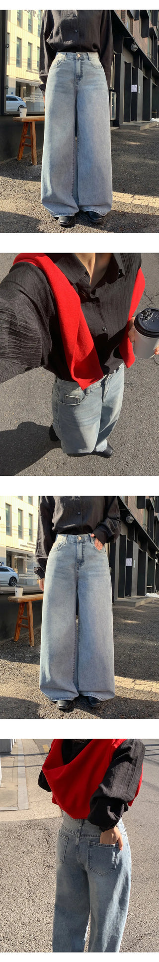 Kelly Bean Washed Wide Denim Pants
