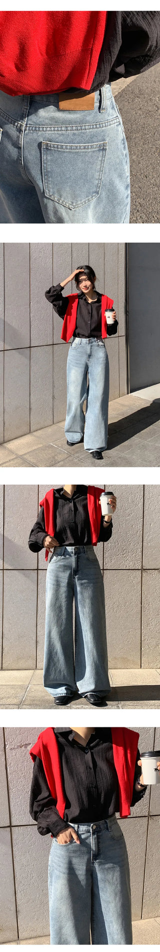 Kelly Bean Washed Wide Denim Pants