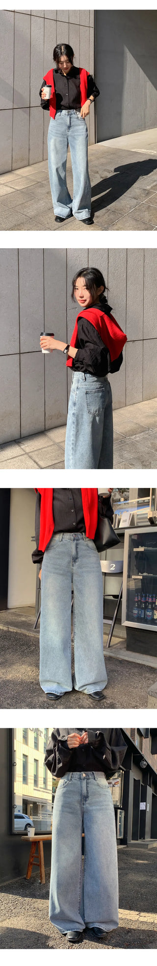 Kelly Bean Washed Wide Denim Pants