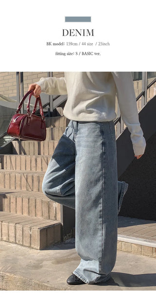 Kelly Bean Washed Wide Denim Pants