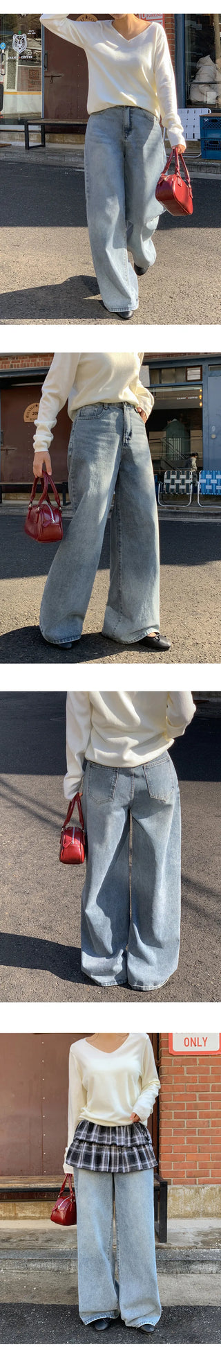 Kelly Bean Washed Wide Denim Pants