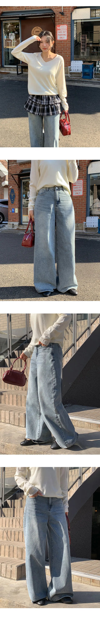 Kelly Bean Washed Wide Denim Pants