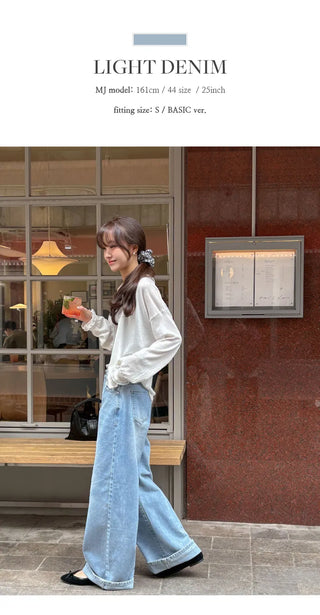Kelly Bean Washed Wide Denim Pants