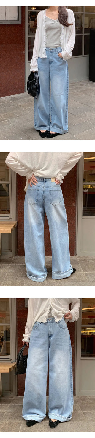 Kelly Bean Washed Wide Denim Pants