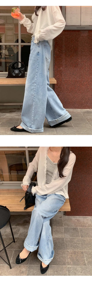 Kelly Bean Washed Wide Denim Pants