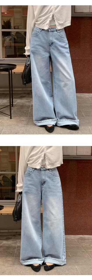 Kelly Bean Washed Wide Denim Pants