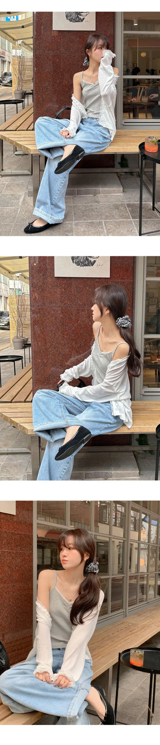 Kelly Bean Washed Wide Denim Pants