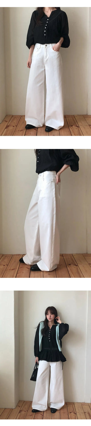 Kelly Bean Washed Wide Denim Pants