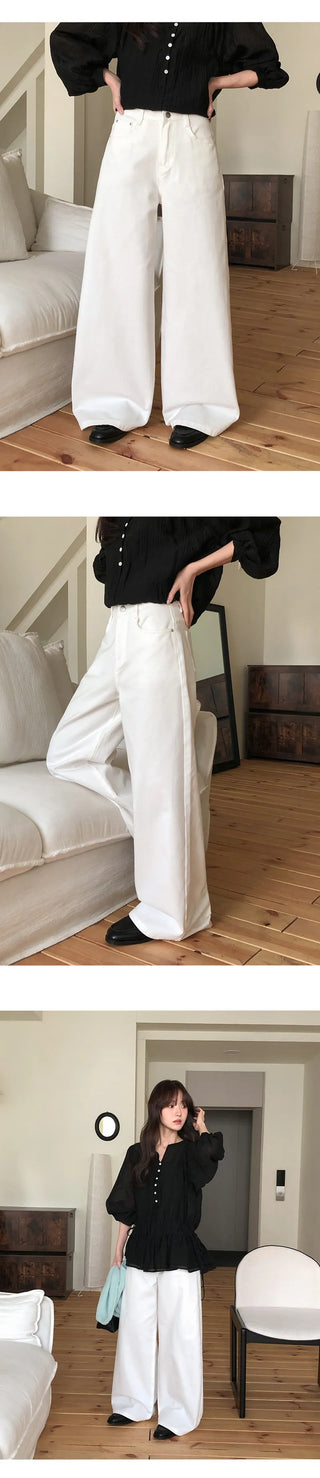 Kelly Bean Washed Wide Denim Pants