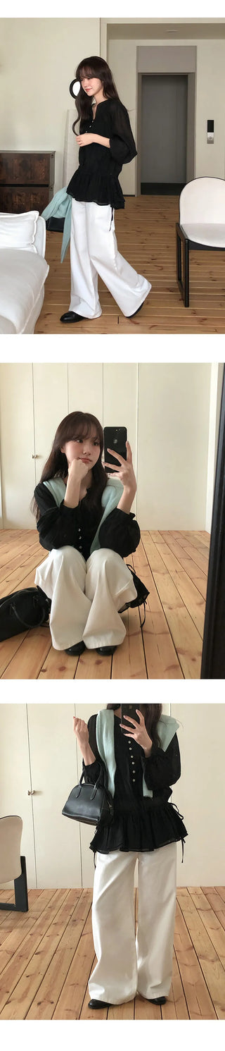 Kelly Bean Washed Wide Denim Pants