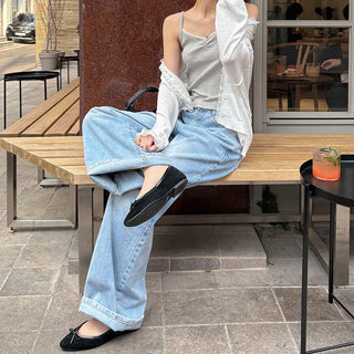 Kelly Bean Washed Wide Denim Pants