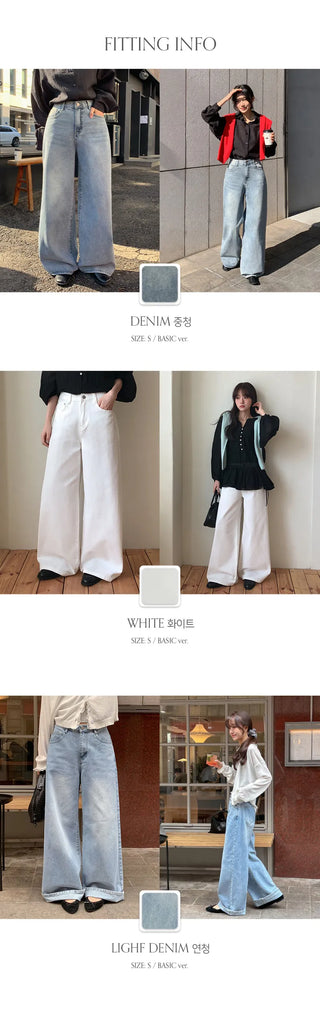 Kelly Bean Washed Wide Denim Pants
