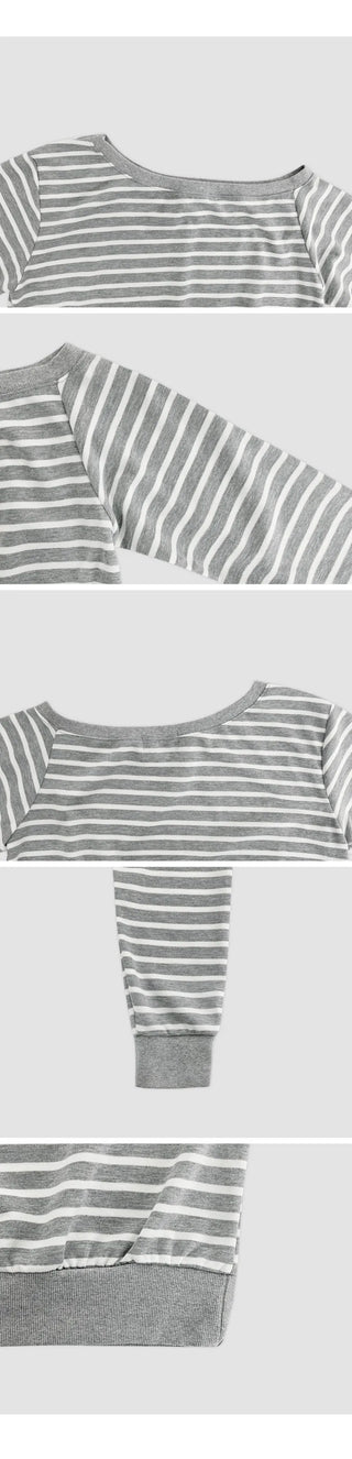 Cheroa Striped One Shoulder Sweatshirt
