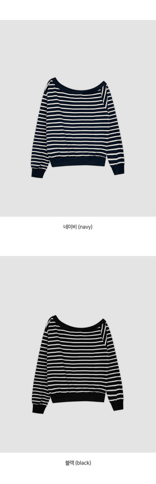 Cheroa Striped One Shoulder Sweatshirt