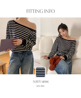 Cheroa Striped One Shoulder Sweatshirt