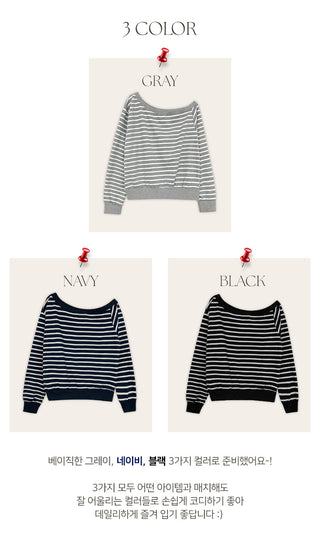 Cheroa Striped One Shoulder Sweatshirt