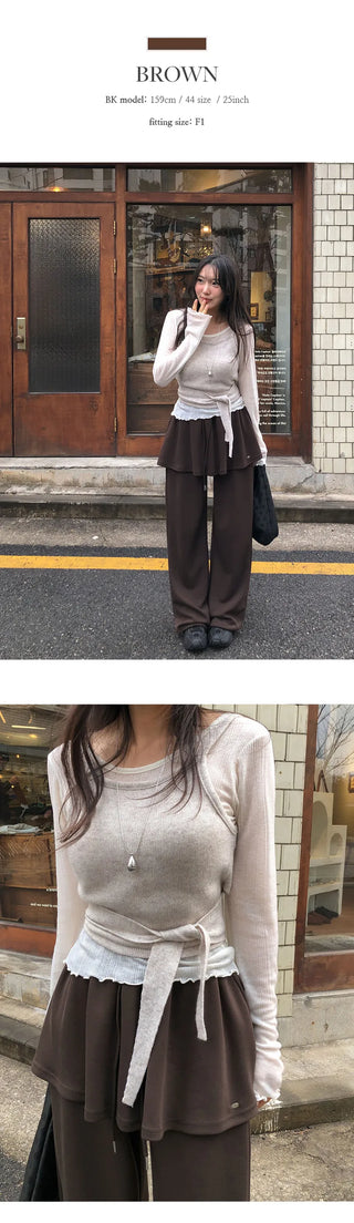 Kanye Elastic Layered Pendant Skirt Two way Pants