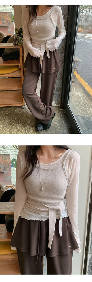 Kanye Elastic Layered Pendant Skirt Two way Pants