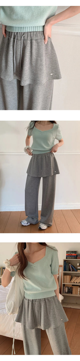 Kanye Elastic Layered Pendant Skirt Two way Pants