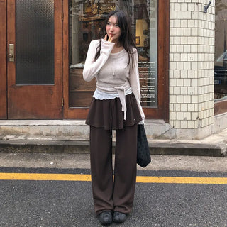 Kanye Elastic Layered Pendant Skirt Two way Pants