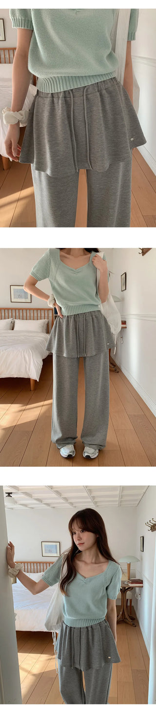 Kanye Elastic Layered Pendant Skirt Two way Pants
