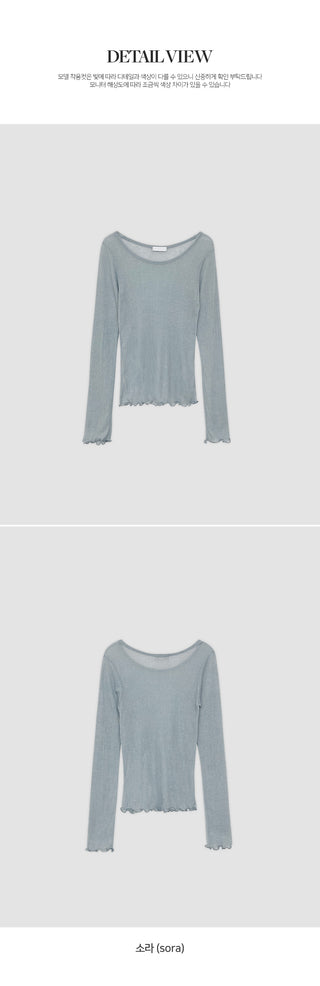 Rotsben Lyocell Wavy Ribbed Long Sleeve T shirt