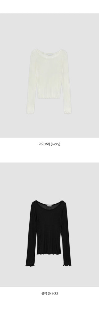 Rotsben Lyocell Wavy Ribbed Long Sleeve T shirt