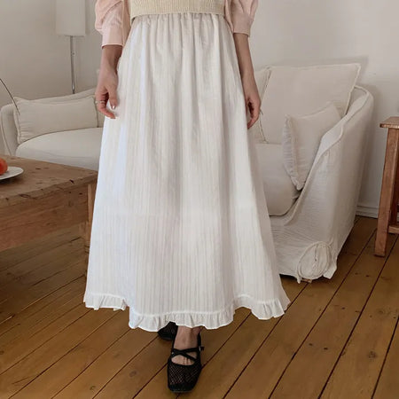 Rotvin Banded Frill Lace Long Skirt