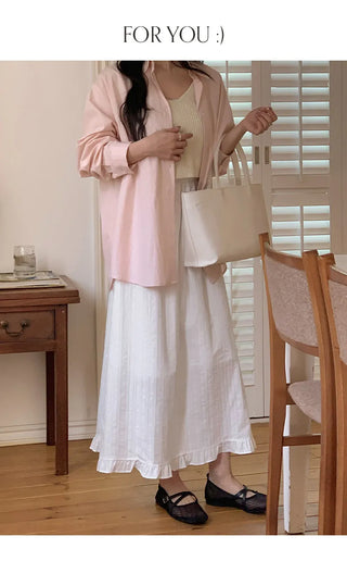 Rotvin Banded Frill Lace Long Skirt