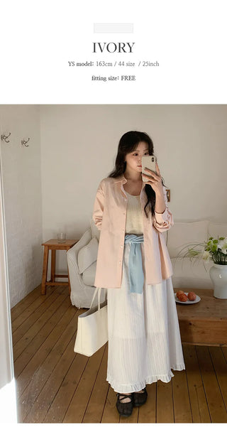Rotvin Banded Frill Lace Long Skirt