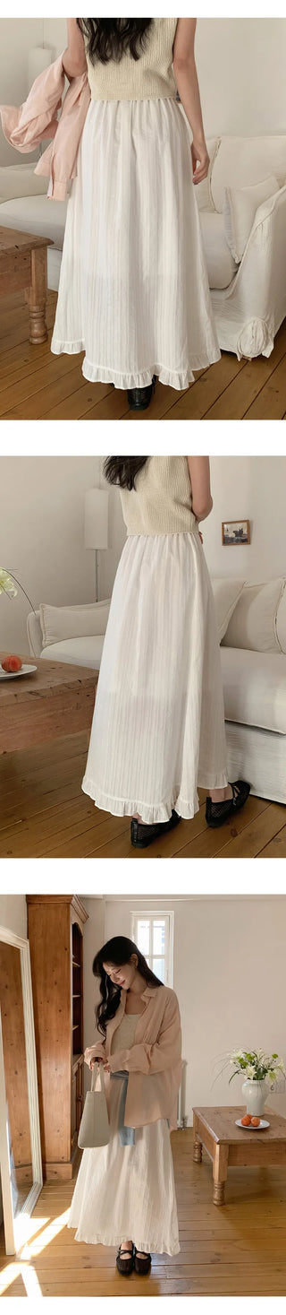 Rotvin Banded Frill Lace Long Skirt