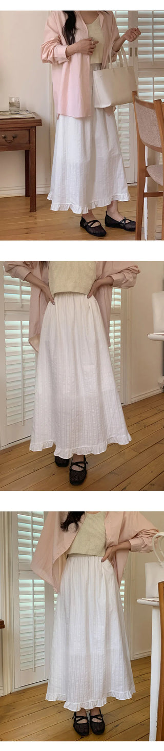 Rotvin Banded Frill Lace Long Skirt