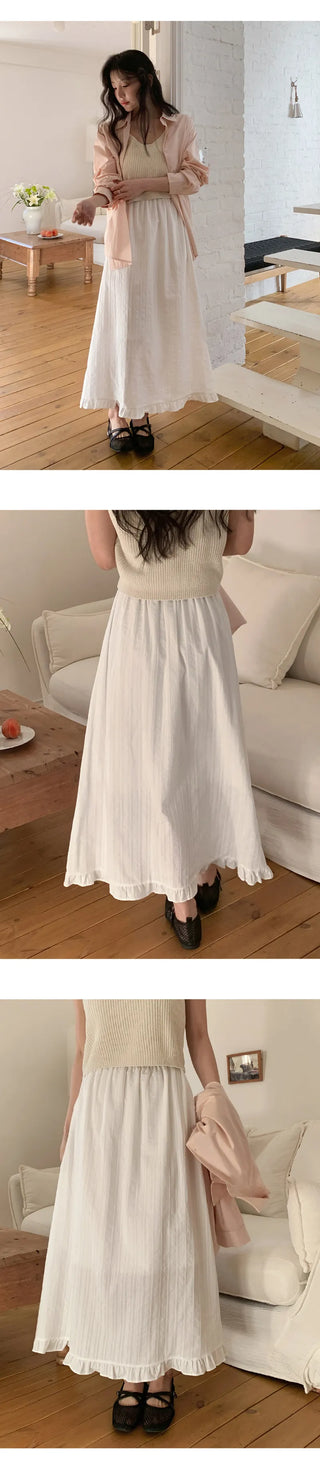 Rotvin Banded Frill Lace Long Skirt