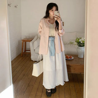 Rotvin Banded Frill Lace Long Skirt