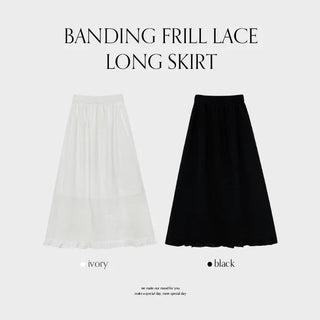 Rotvin Banded Frill Lace Long Skirt