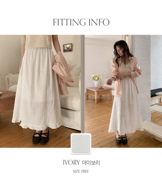 Rotvin Banded Frill Lace Long Skirt