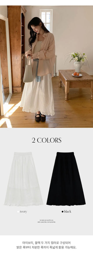 Rotvin Banded Frill Lace Long Skirt