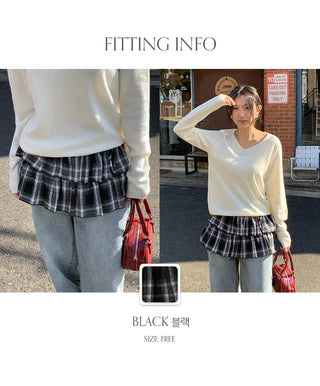 Henizzle Check Frill String Layered Wrap Skirt