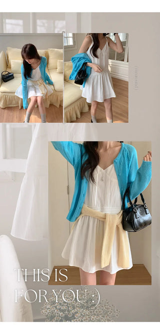 Rodinel Frill Cutout Bustier Flare Mini Dress
