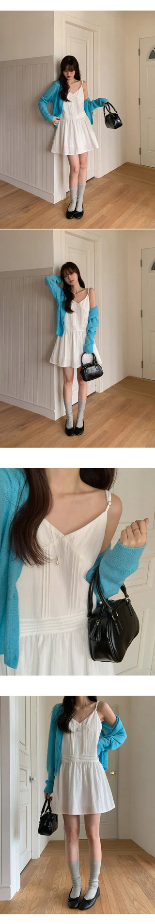 Rodinel Frill Cutout Bustier Flare Mini Dress